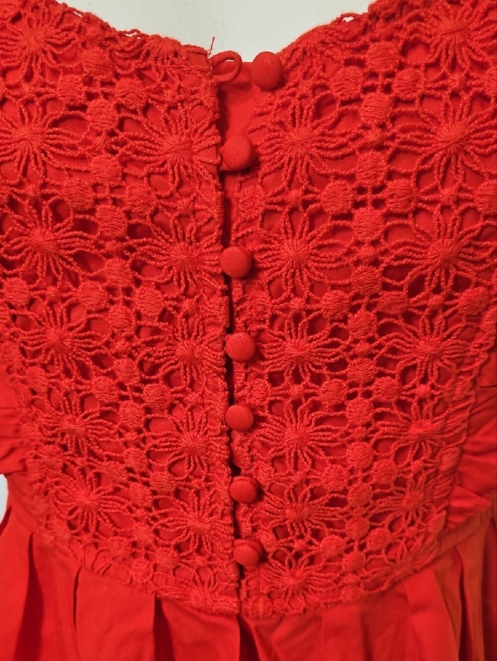 Free PEOPLE Red/orange Ruffled Crochet Bodice Dress - Picture 3 of 9